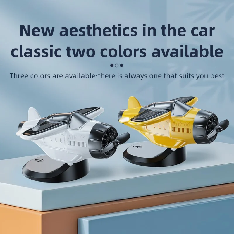 Car Ornament Solar Airplane Ornaments 360 Rotary Car Center Console Powered Aircraft Ornaments Car Interior Decor Accessories