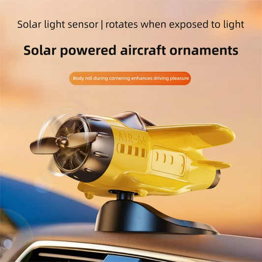 Car Ornament Solar Airplane Ornaments 360 Rotary Car Center Console Powered Aircraft Ornaments Car Interior Decor Accessories
