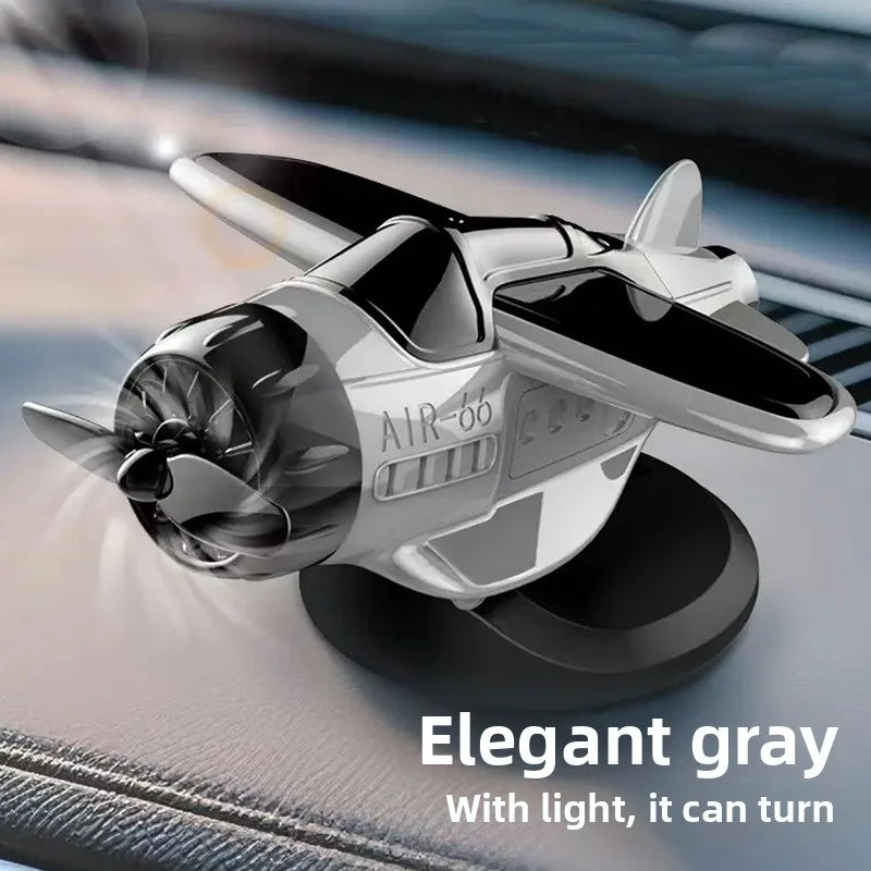Car Ornament Solar Airplane Ornaments 360 Rotary Car Center Console Powered Aircraft Ornaments Car Interior Decor Accessories