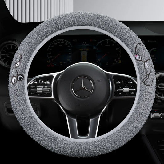 Winter Teddy Wool Car Steering Wheel Cover Without Inner Ring General Car Handle Cover Warm Non-slip