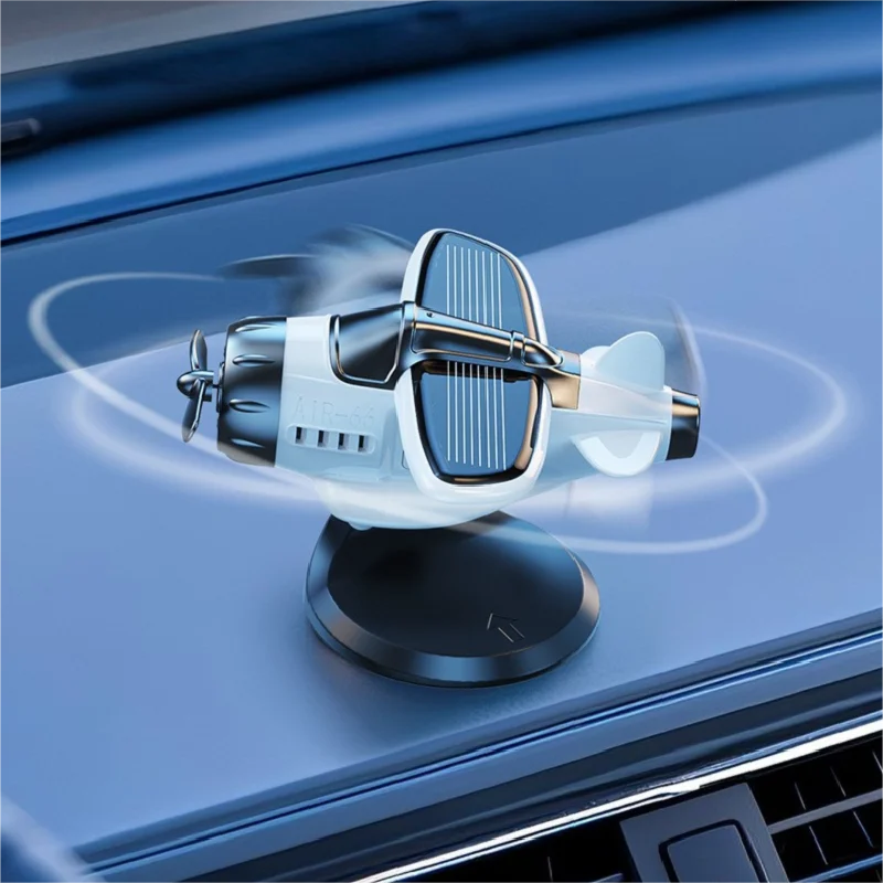 Car Ornament Solar Airplane Ornaments 360 Rotary Car Center Console Powered Aircraft Ornaments Car Interior Decor Accessories